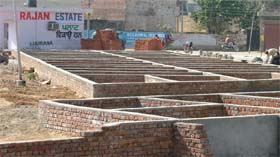 Seventy shops that are under construction in Pavittar Nagar in Ludhiana