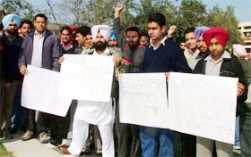 PAUSA members hold a protest against Shabd on the PAU campus