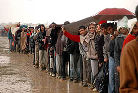 Applicants from five neighbouring districts of Jalandhar braved heavy downpour and chill for over 12 hours
