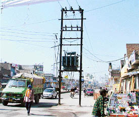A transformer on a road in Haibbowal