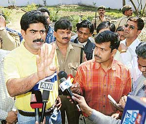 RJD MP Mohammad Sahabuddin talks to mediapersons after being released from Patna Central Jail on Thursday. 