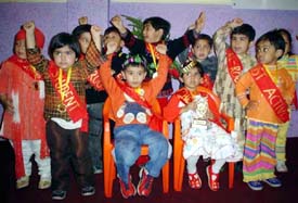 Students of Cherry Field School in a jubilant mood in Ludhiana on Friday
