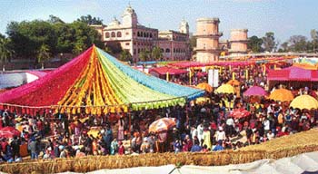 A view of the Crafts Mela in the Sheesh Mahal Complex
