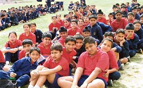 Students at the concluding function of the 26th annual athletic meet of the Yadavindra Public School, Mohali