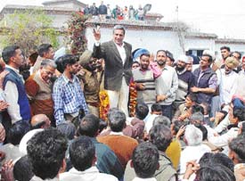 Congress candidate from Naggal, Nirmal Singh, after winning in Ambala on Sunday