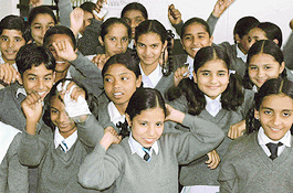 Students of government schools who received scholarships at a function held in Chandigarh on Monday.
