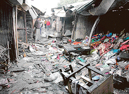 The Sector 18 rehri market in Chandigarh after it was destroyed in a fire on Monday night.