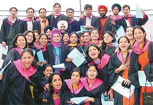Students of Government College, Sector 46, after receiving degrees at their annual  convocation