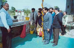 An open air stage being inaugurated at Government College, Dera Bassi.