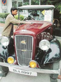 Vintage car being readied to provide joy rides to Pakistani guests who are expected to arrive here on March 6 to witness the Indo-Pak Test match.