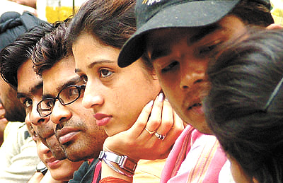 Students of Rai, Amity and Mats universities sitting on a dharna, demanding a valid degree at Jantar Mantar in the Capital