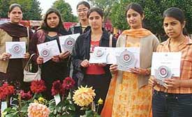 First prize winners at the PAU flower show in Ludhiana on Wednesday.