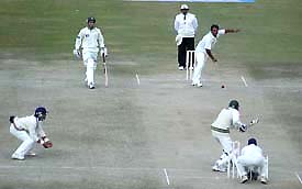 Pakistan batsman Yousuf Youhana gets ready to play a shot on the first day of the match against Board Presidents XI in Dharamsala on Thursday