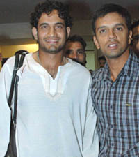 Indian vice-captain Rahul Dravid and seamer Irfan Pathan arrive at Hotel Mountview in Chandigarh on Friday for the forthcoming India-Pak Test series.