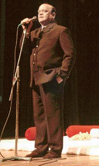 Surinder Sharma at a kavi sammelan at the Tagore Theatre, Chandigarh, on Saturday.