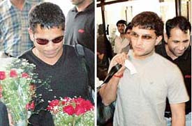 Sachin Tendulkar and Saurav Ganguly arrive in Chandigarh on Saturday. 