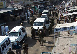 A view of a market area at Adampur in Hisar during a bandh, called by Mr Bhajan Lals supporters, on Saturday
