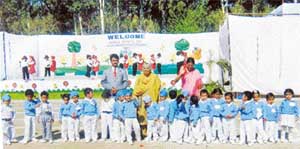 Students of Sri Guru Harkrishan Public School, Doraha, participate in a sports day function on Saturday