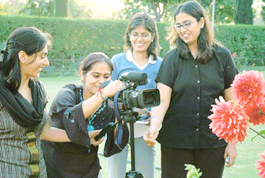 Students of the Department of Mass Communication, Panjab University, shoot a documentary in Chandigarh.
