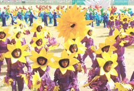 Schoolchildren performing  at Samanvay, organised by Manav Sthali organisation at National Stadium in the Capital on Sunday.