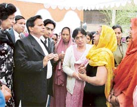 The District and Sessions Judge, Mr Harbans Lal, listens to the grievances of jail inmates at womens jail in Ludhiana on Saturday