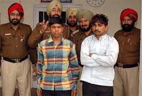 Raju Sahni and Parminder Pohal, accused in the Park Plaza incident, in the police custody in Ludhiana