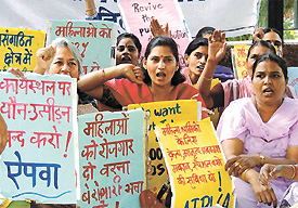 Activists of the All-India Progressive Women Association demanding equal rights for women on the eve of the International Womens Day