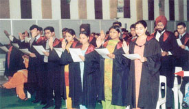 Medical graduates take oath at the convocation of the DMCH in Ludhiana on Monday