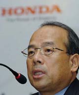 President and Chief Executive Officer of Honda Siel Cars India Ltd H.Yamada addresses a news conference in Bangalore