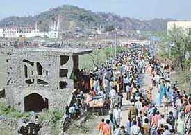 Devotees visit Shiv Mandir at Saketri on the occasion of Mahashivaratri on Tuesday. 