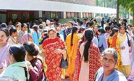 Women in full strength at Tagore Theatre where the UT State AIDS Control Society and the Director Social Welfare Office, UT, celebrated International Women’s Day on Tuesday in Chandigarh.