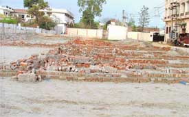 The controversial land in Bhaura village, the foundation structure of which was demolished by MC on Wednesday