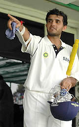 Sourav Ganguly is irked at movement behind the sidescreen on the third day of the first Test in Mohali on Thursday