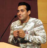 Bollywood actor Salman Khan at a press conference to promote a garment company as their brand ambassador in Mumbai on Thursday. 