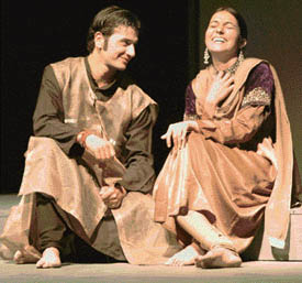 A scene from Rani Balbir Kaur's play Waqt ne kiya kya hasin sitam... being staged at Tagore Theatre on Friday