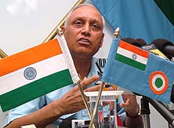 Air Chief Marshal S.P. Tyagi addresses a press conference during his visit to the Eastern Command in Kolkata on Saturday. 