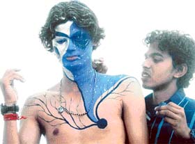 Students of Chandigarh College of Architecture, Sector 12, Chandigarh, take part in a body painting contest