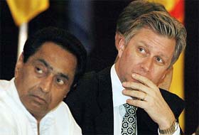 Union Commerce and Industry Minister Kamal Nath with the Crown Prince of Belgium, Prince Phillipe, at a business session in New Delhi