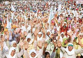 Punjab State Electricity Board employees and other organisations hold protest in support of their demands at Circus Ground, Sector 17, Chandigarh