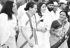 Congress President Sonia Gandhi leads the 75th anniversary celebrations of the Dandi March at Ahmedabad recently