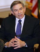 Deputy Defense Secretary Paul Wolfowitz, President Bushs choice for World Bank President, speaks during a press availability at the Treasury Department, on Wednesday in Washington.