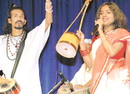 Singers from Baul group, Bangladesh, perform at a Sufi Gayan programme at Makhan Shah Lobana Bhavan in Sector 30, Chandigarh, on Thursday.