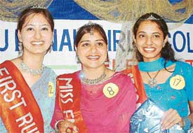 The winners of a competition held at a farewell party at Guru Nanak Girls College in Ludhiana