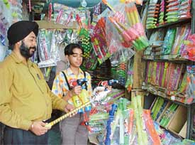 Colourful Chinese pichkaris of different colours, shapes and sizes flood Ludhiana markets