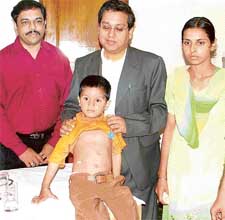 Sahil and Kirandeep with Dr Rajan Isaacs and Dr Arindam Ghosh at a press conference