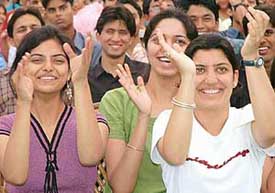 Students enjoy a cultural programme at Cyanide-2005 in Panjab University