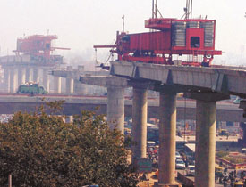 A view of the ongoing Metro work at Raja Garden