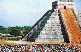 Snake motifs adorn Chichen Itza pyramid