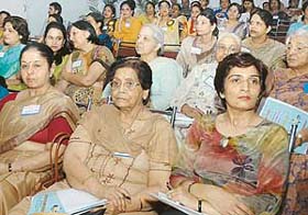 Women doctors attend a conference at Dr P.N. Chhuttani Memorial IMA Complex in Sector 35, Chandigarh