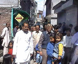 Locals with Pakistani visitors in Kangra.